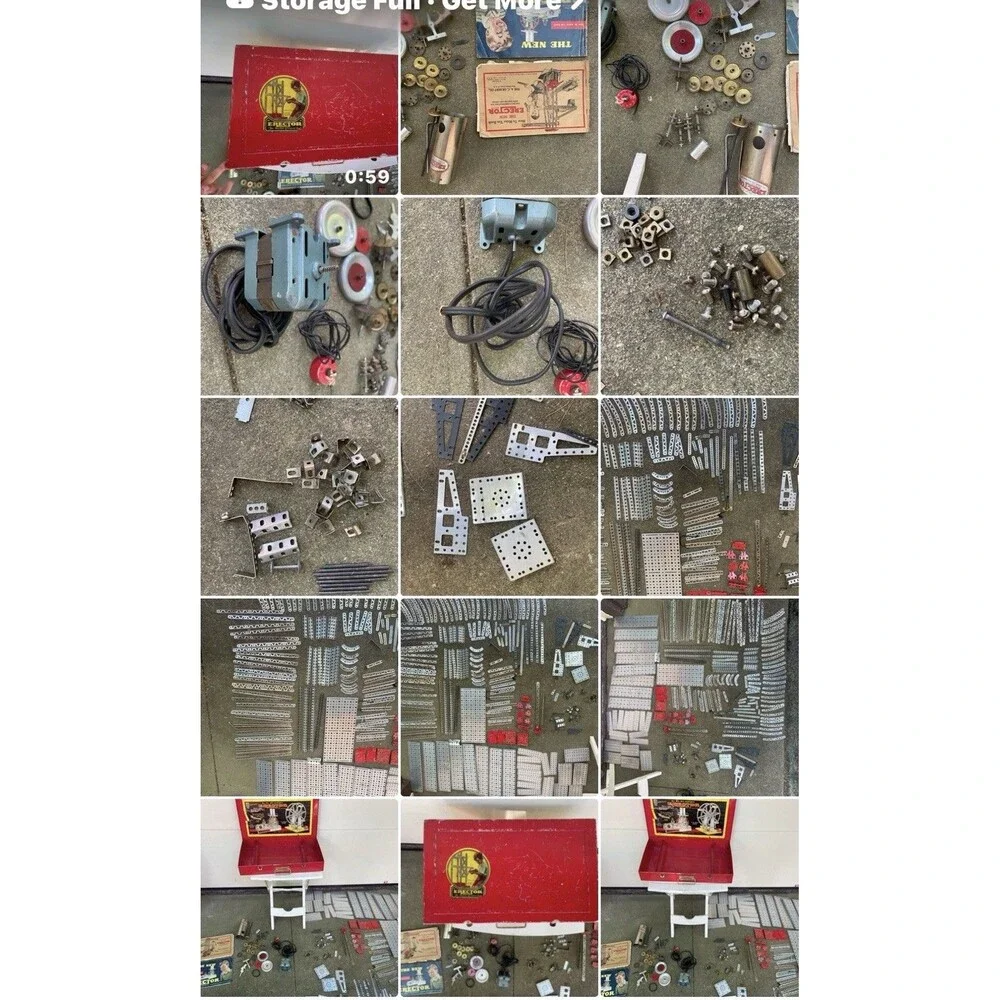 Vintage A.C. Gilbert Erector Set No 6-1/2 Lot w/ WORKING Motor 1938 Manual Box